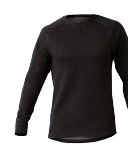 Pánske termo tričká s dlhým rukávom Unisex tričko s dlhým rukávom Merino čierna - S