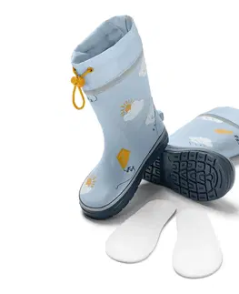 Shoes Detské gumové čižmy, bledomodré s potlačou v podobe obláčikov