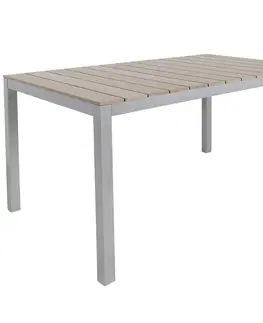 Záhradné stoly Stôl hliníkový Polywood strieborná/taupe