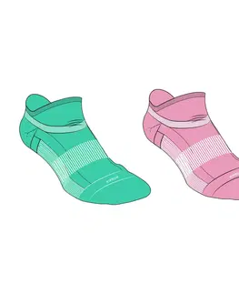 ponožky Detské bežecké ponožky 500 nízke pohodlné zelené a ružové 2 páry