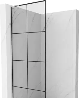 Sprchové dvere MEXEN/S - Kioto L Sprchová zástena WALK-IN 90 x 200, čierny vzor, chróm 800-090-103-01-77