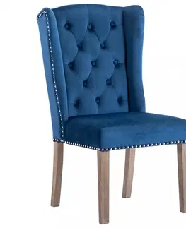 Jedálenské stoličky a kreslá Jedálenská stolička zamat / kaučukovník Dekorhome Modrá