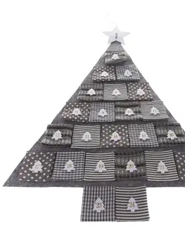 Vianočné dekorácie Textilný adventný kalendár Gray tree, 68 x 68 cm