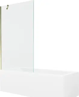 Sprchové dvere MEXEN/S - Cubik obdĺžniková vaňa 150 x 70 cm s panelom + vaňová zástena 100 cm, transparent, zlatá 550315070X9510000050