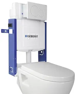Záchody SAPHO - Závesné WC Nera s podomietkovou nádržkou a tlačidlom Geberit, biela WC-SADA-17
