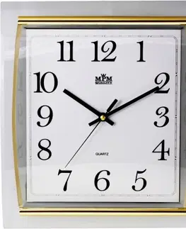 Hodiny Nástenné hodiny MPM, 3174.8000 - zlatá/biela, 32cm