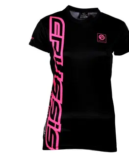 Dámske tričká Dámske tričko s krátkym rukávom CRUSSIS čierna-fluo ružová čierno-ružová - XS