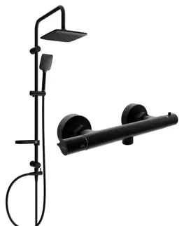 Sprchy a sprchové panely MEXEN/S - Sven sprchový stĺp vrátane sprchovej termostatickej batérie Slim, čierna 77105262-70