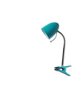 Lampy  B.V.  -  Stolná lampa s klipom 1xE27/11W/230V modrá/chróm 