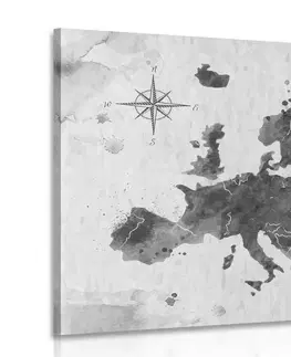 Obrazy mapy Obraz retro mapa Európy v čiernobielom prevedení