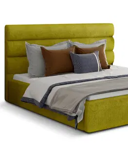 Postele NABBI Casos UP 160 čalúnená manželská posteľ s roštom žltá