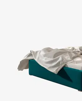 Postele NABBI Branco UP 200 čalúnená manželská posteľ s roštom tyrkysová