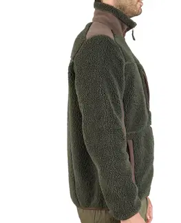 mikiny Poľovnícka fleecová mikina s umelou kožušinou 500 zelená