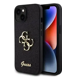 Puzdrá na mobilné telefóny Zadný Kryt Guess PU Fixed Glitter 4G Metal Logo pre iPhone 13, čierna 57983116633