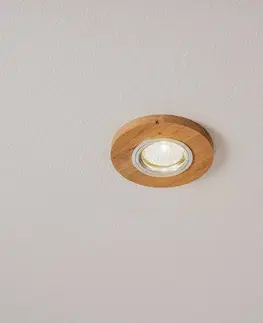 Zapustené svietidlá BRITOP Zapustené bodové svietidlo Sirion, kruhové, Ø 10 cm, dubové drevo, GU10