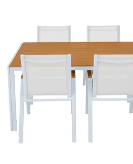 Záhradné stolíky Záhradný stôl, biela oceľ/dub, BONTO