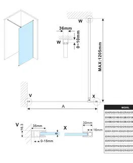 Sprchové dvere POLYSAN - ESCA BLACK MATT jednodielna sprchová zástena na inštaláciu k stene, matné sklo, 1500 mm ES1115-02