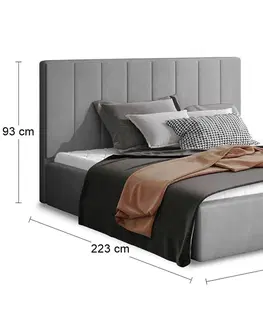 Postele NABBI Ante 200 čalúnená manželská posteľ s roštom tmavosivá