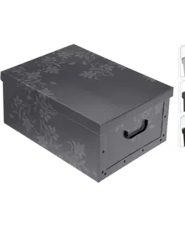 Úložné boxy Úložný box s vekom Ornament 51 x 37 x 24 cm, čierna