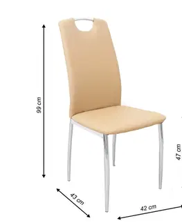 Jedálenské stoličky KONDELA Ervina jedálenská stolička béžová / chrómová