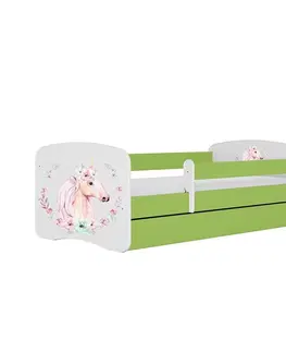 Jednolôžkové postele Detská Posteľ. Babydreams+Sz+M Zelená 70x140 Horse