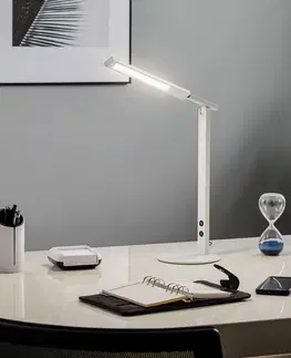 Stolové lampy na písací stôl Fabas Luce LED lampa na písací stôl Ideal so stmievačom biela