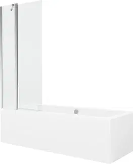 Sprchové dvere MEXEN/S - Cube obdĺžniková vaňa 170 x 80 cm s panelom + vaňová zástena 80 cm, transparent, chróm 550517080X9408110100