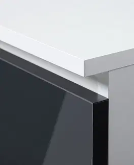 Písacie stoly Dizajnový písací stôl ZEUS90L, biely / grafitový lesk