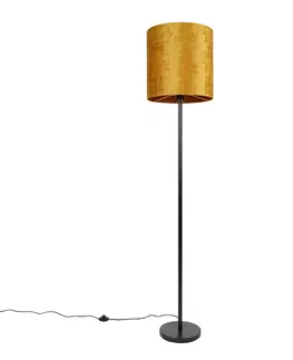 Stojace lampy Klasická stojaca lampa čierny odtieň zlatá 40 cm - Simplo