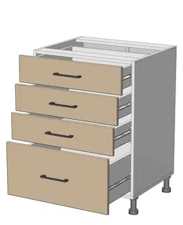 Kuchynské skrinky dolná skrinka so zásuvkami š.60, v.82, Modena LD31S6082, grafit / biely mat