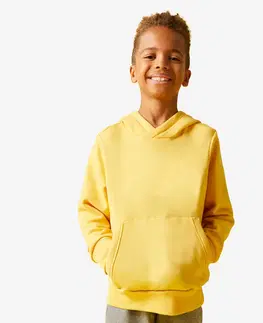 mikiny Detská bavlnená mikina s kapucňou žltá
