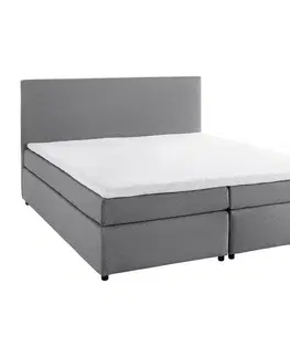 Americké postele Boxpringová posteľ s toperom, 180x200 Cm, Sivá