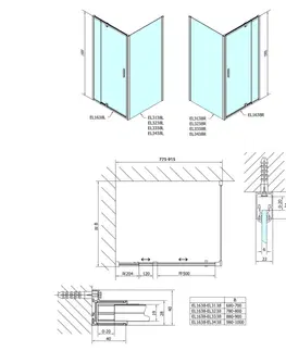 Sprchové dvere POLYSAN - Easy Line obdĺžniková sprchová zástena pivot dvere 800-900x1000 L/P varianta,brick sklo EL1638EL3438