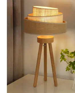 Lampy   - Stolná lampa YUTE TRIO 1xE27/15W/230V hnedá/šedá/béžová 