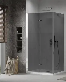 Vane MEXEN/S - Lima sprchovací kút 80x70, grafit, chróm + biela vanička so sifónom 856-080-070-01-40-4010
