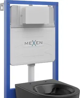 Kúpeľňa MEXEN/S - WC predstenová inštalačná sada Fenix Slim s misou WC Lena, čierna mat 6103322XX85