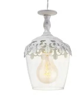 Závesné svietidlá EGLO Florinia – biela patinovaná závesná lampa