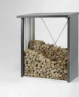 Drevníky Biohort Multifunkční sklad krbového dreva - drevník WoodStock 229 x 102 (sivá kremeň metalíza)