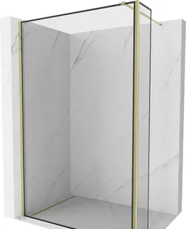 Sprchové dvere MEXEN/S - Kyoto Sprchová zástena WALK-IN 150 x 40 cm, čierny vzor, zlatá 800-150-212-50-70-040
