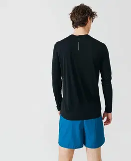 mikiny Pánske bežecké tričko s dlhým rukávom priedušné Sun Protect čierne
