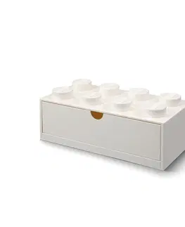 Boxy na hračky LEGO STORAGE - stolný box 8 so zásuvkou - biela