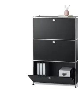 Dressers Kovový regál »CN3« s 3 výklopnými priehradkami, čierny