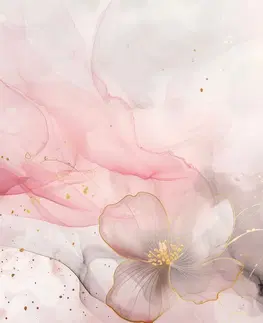 Samolepiace tapety Samolepiaca tapeta elegantné kvety s ružovo-zlatým nádychom