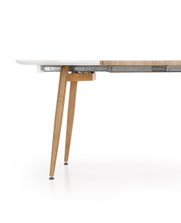 Jedálenské stoly HALMAR Caliber oválny rozkladací jedálenský stôl biela / dub san remo