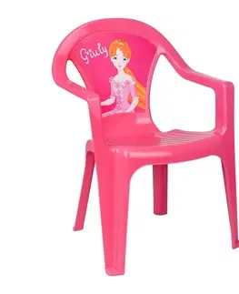 Hračky na záhradu STAR PLUS - Detský záhradný nábytok - Plastová stolička ružová Giuly