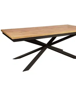 Jedálenské stoly Stôl St-33 180x90+60 dub wotan/čierna