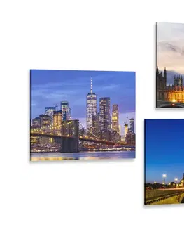 Zostavy obrazov Set obrazov nočné mestá