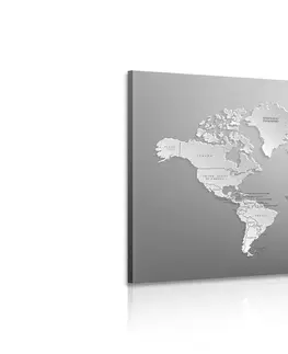 Obrazy mapy Obraz čiernobiela mapa sveta v originálnom prevedení