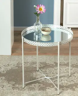 Drobné dekorácie a doplnky Kovový stolík so sklenenou doskou