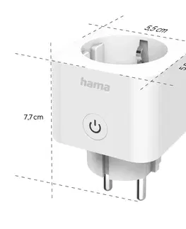 SmartHome zásuvky Hama Inteligentná zásuvka WLAN, kompatibilná s Matter, biela, 3 680 W
